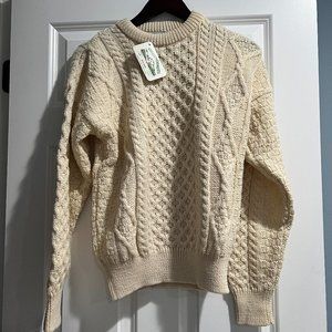 Authentic 100% Wool Aran Crafts Irish Knit Sweater - Ladies S